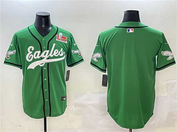 Men%27s Philadelphia Eagles Blank Green 2025 Super Bowl LIX Patch Stitched Baseball Jersey->philadelphia eagles->NFL Jersey